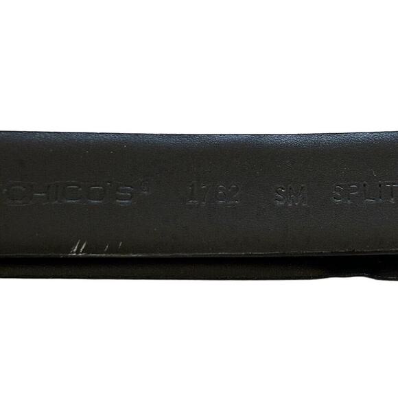 CHICO'S Women's Black Leather Large Circle Buckle Belt Size S/M With Hook - Picture 7 of 8